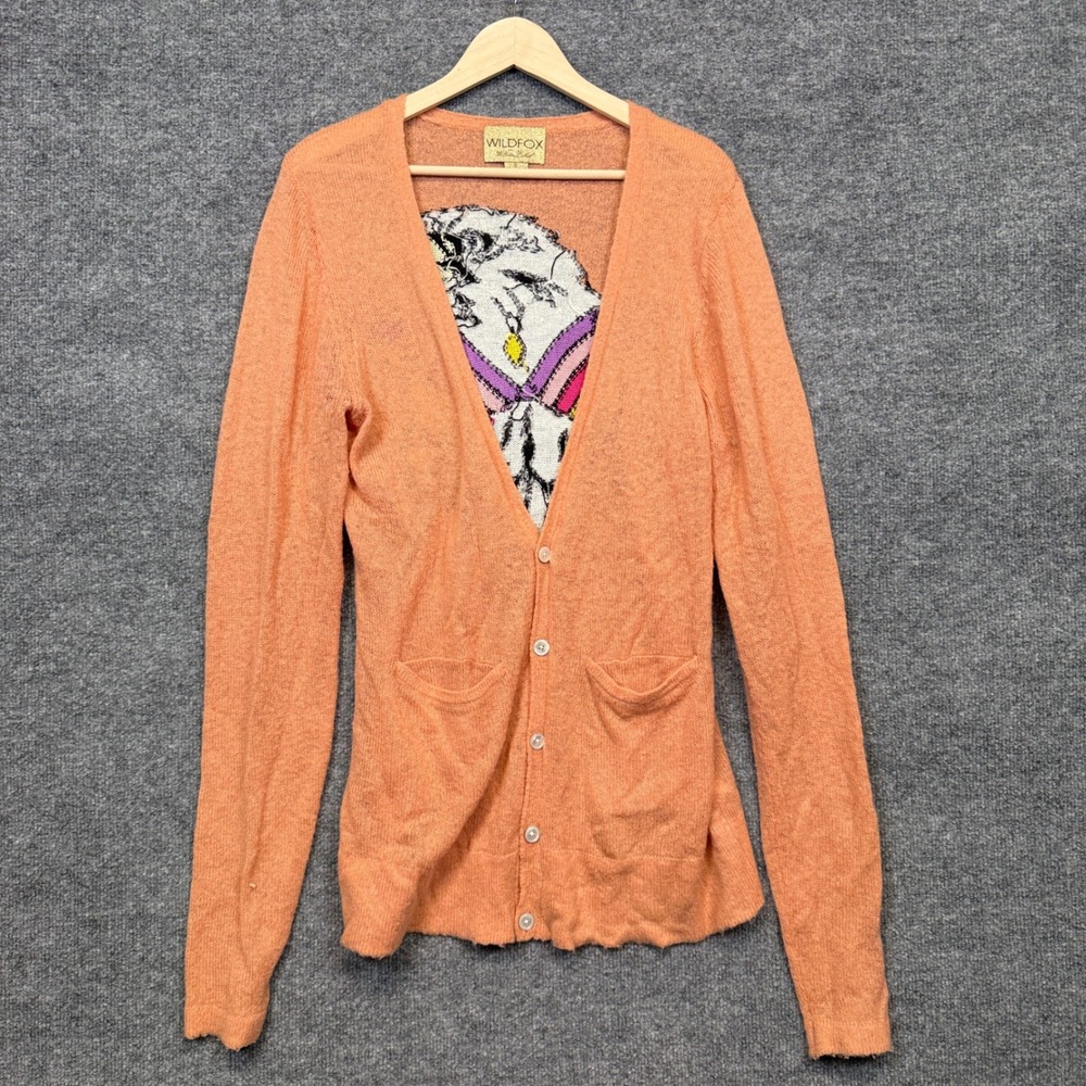Wildfox White Label Small Cardigan Orange Western Boho Nylon Wool Blend Buttons